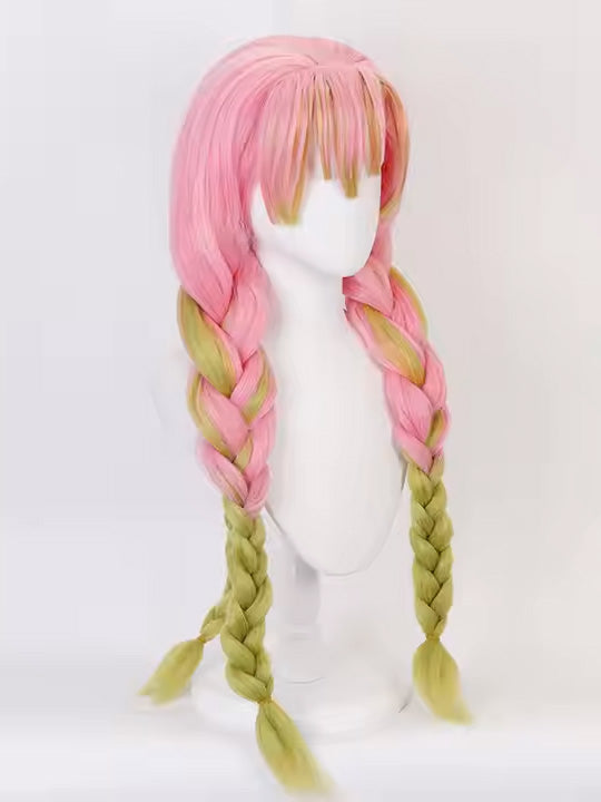 Peluca Rosa/Verde Mitsuri Demon Slayer Kimetsu no Yaiba - Tamaguchi Store Colombia