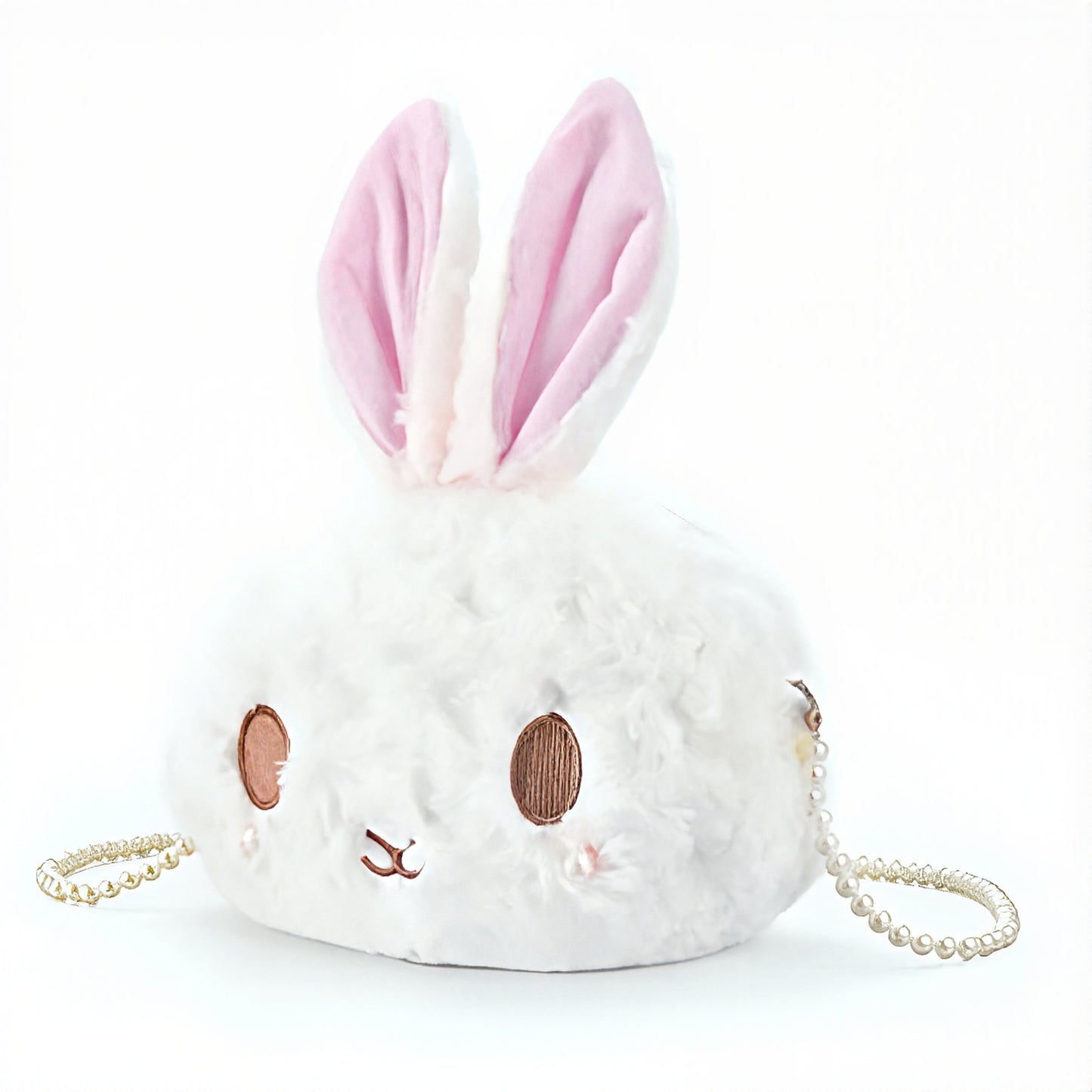 Kawaii Bunny Crossbody - Bolso de Conejo Esponjoso con Cadena de Perlas | Estilo Lolita Anime | Accesorio Lindo y Ligero para Mujer