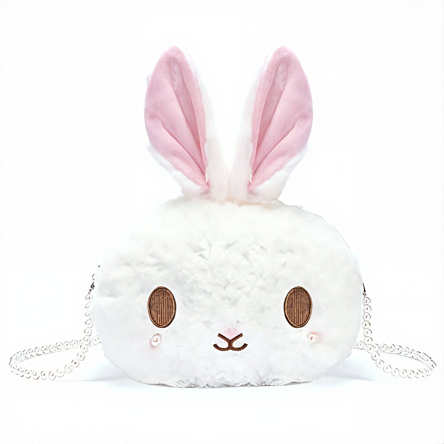 Kawaii Bunny Crossbody - Bolso de Conejo Esponjoso con Cadena de Perlas | Estilo Lolita Anime | Accesorio Lindo y Ligero para Mujer